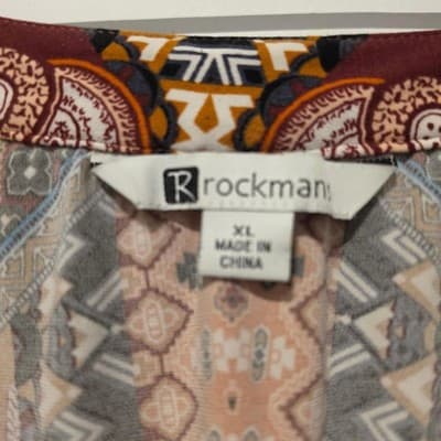 Rockmans Sleeveless Tank Top - Paisley & Geometric Print Boho Style XL — photo 3 of 5