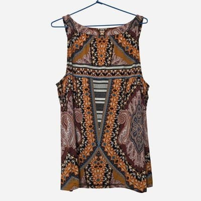 Rockmans Sleeveless Tank Top - Paisley & Geometric Print Boho Style XL — photo 5 of 5
