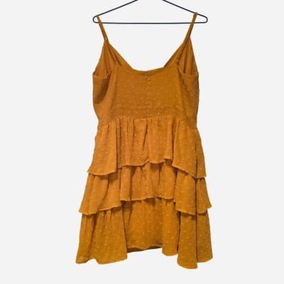 Dotti Swiss Dot Tiered Ruffle Mini Dress - Mustard Yellow Size 14 — photo 5 of 7