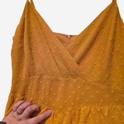 Dotti Swiss Dot Tiered Ruffle Mini Dress - Mustard Yellow Size 14 — photo 7 of 7