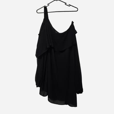 Autograph Black Chiffon One-Shoulder Ruffle Blouse - New With Tags Size 26 — photo 1 of 7