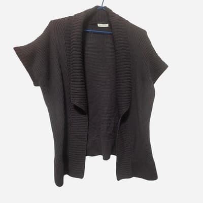 W.Lane Knit Cardigan Vest - Dark Brown Open Front Layering Piece — photo 1 of 5