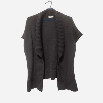 W.Lane Knit Cardigan Vest - Dark Brown Open Front Layering Piece — photo 2 of 5