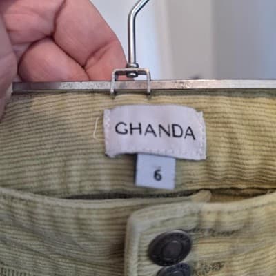 Ghanda Corduroy Pants - Women's High-Waisted Green Trousers Size 6 — photo 6 of 7