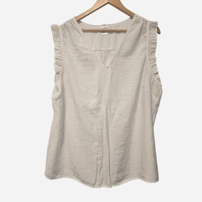 anko white linen blouse with ruffle sleeves โ photo 2 of 4