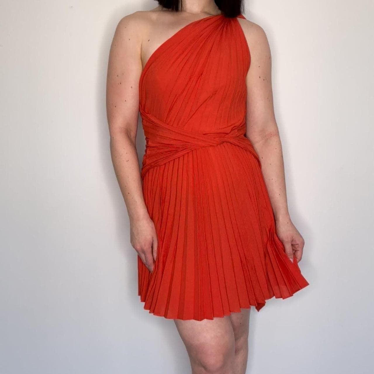 Acler Luton One-Shoulder Pleated Mini Dress Red — photo 2 of 6
