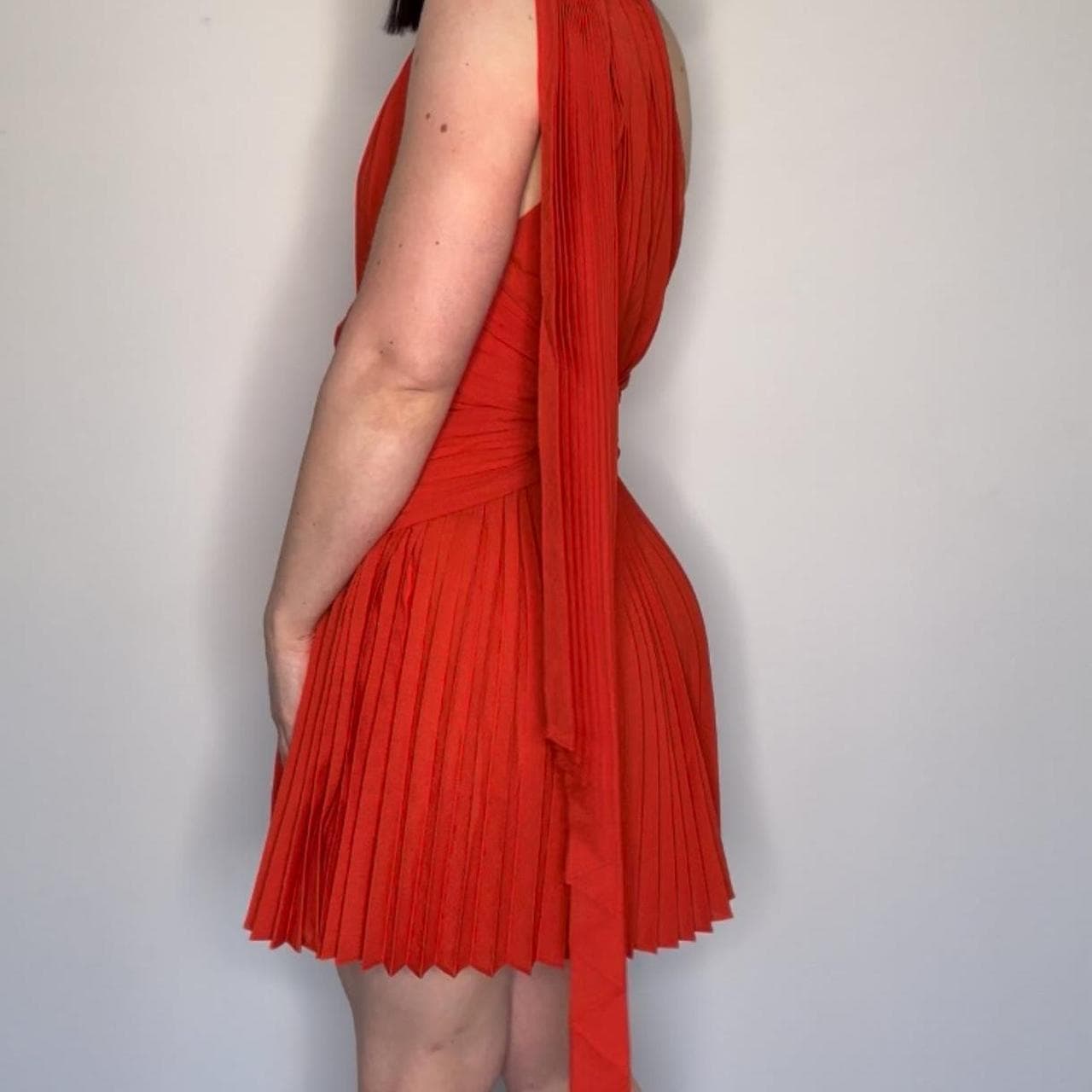 Acler Luton One-Shoulder Pleated Mini Dress Red — photo 3 of 6