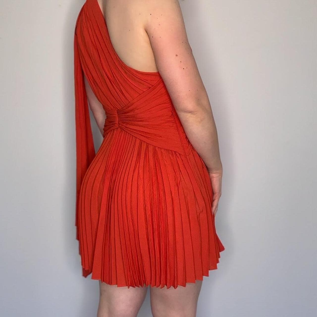 Acler Luton One-Shoulder Pleated Mini Dress Red — photo 4 of 6