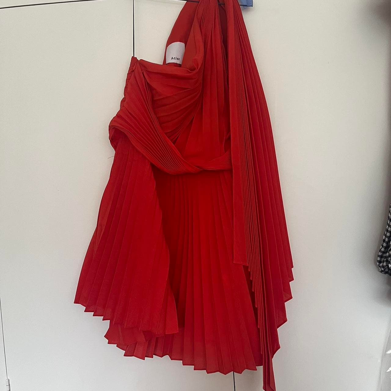 Acler Luton One-Shoulder Pleated Mini Dress Red — photo 5 of 6
