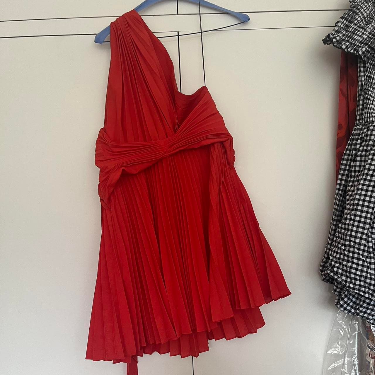 Acler Luton One-Shoulder Pleated Mini Dress Red — photo 6 of 6