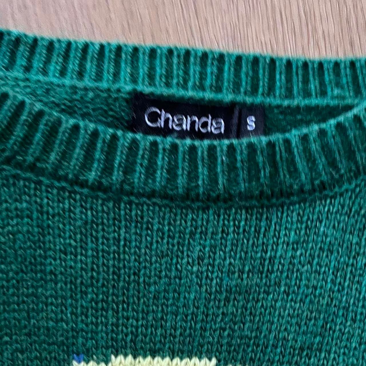 Chanda Green Yin Yang Flower Knit Sweater — photo 5 of 5