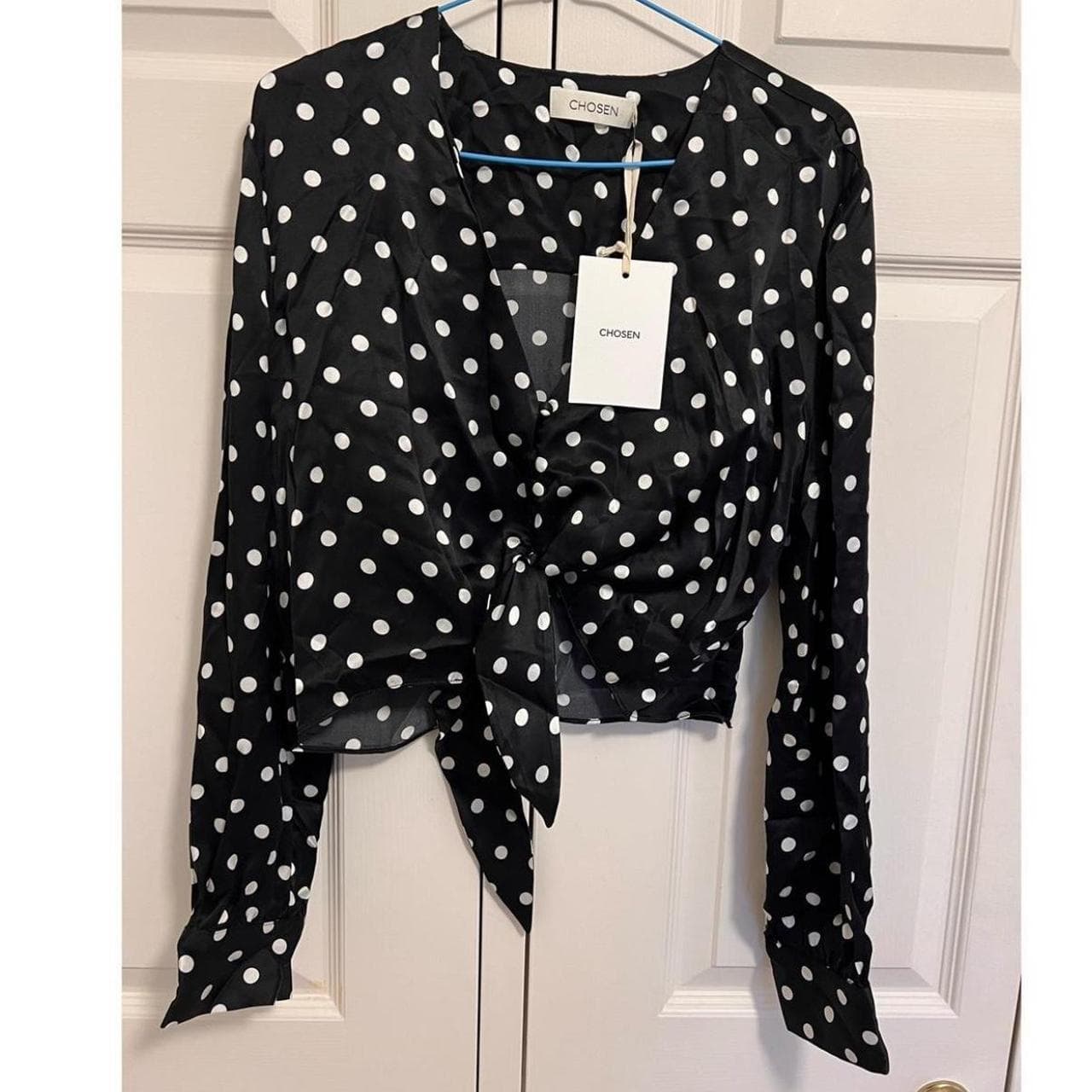 Chosen Silk Polka Dot Tie Front Blouse Black White New With Tags — photo 1 of 3