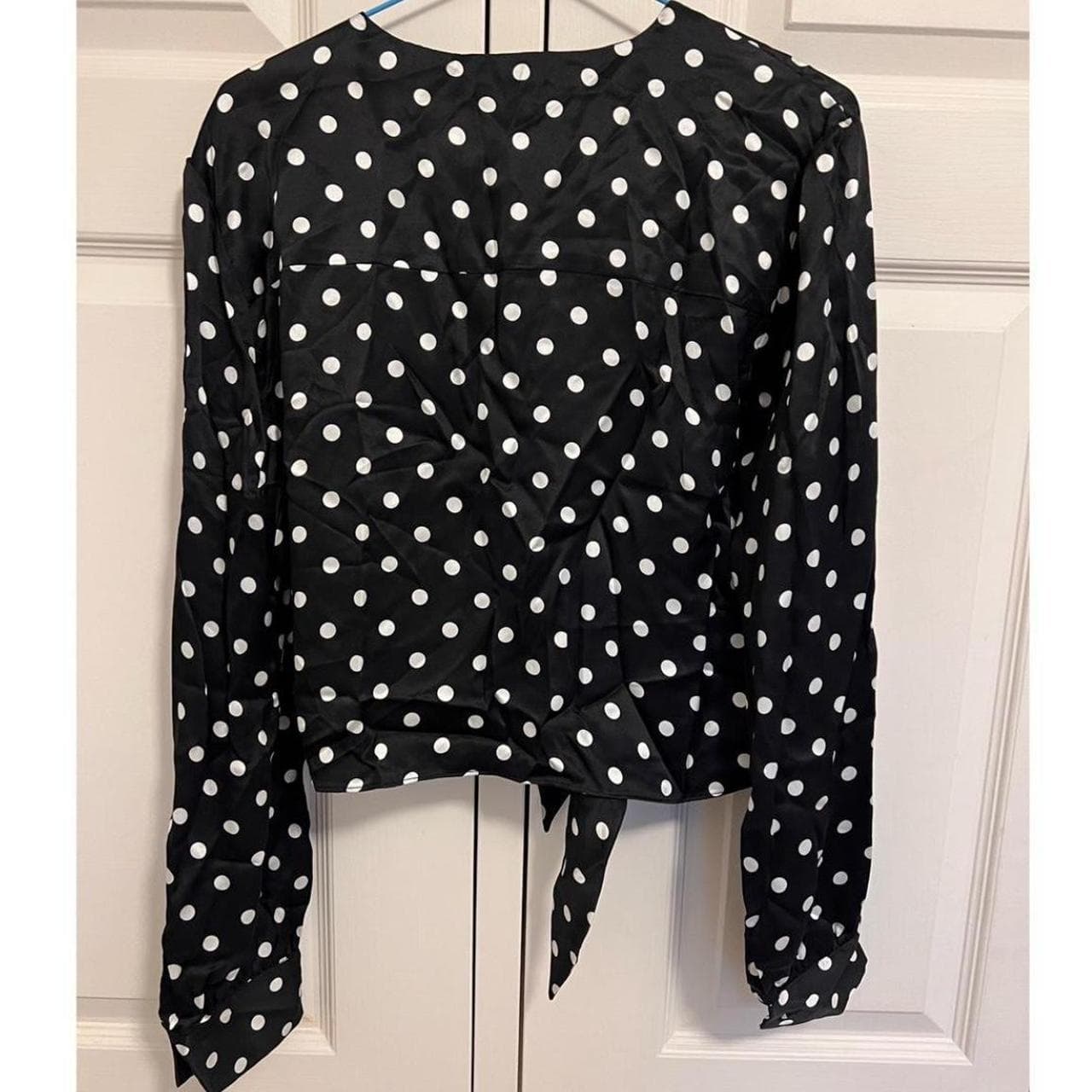 Chosen Silk Polka Dot Tie Front Blouse Black White New With Tags — photo 2 of 3