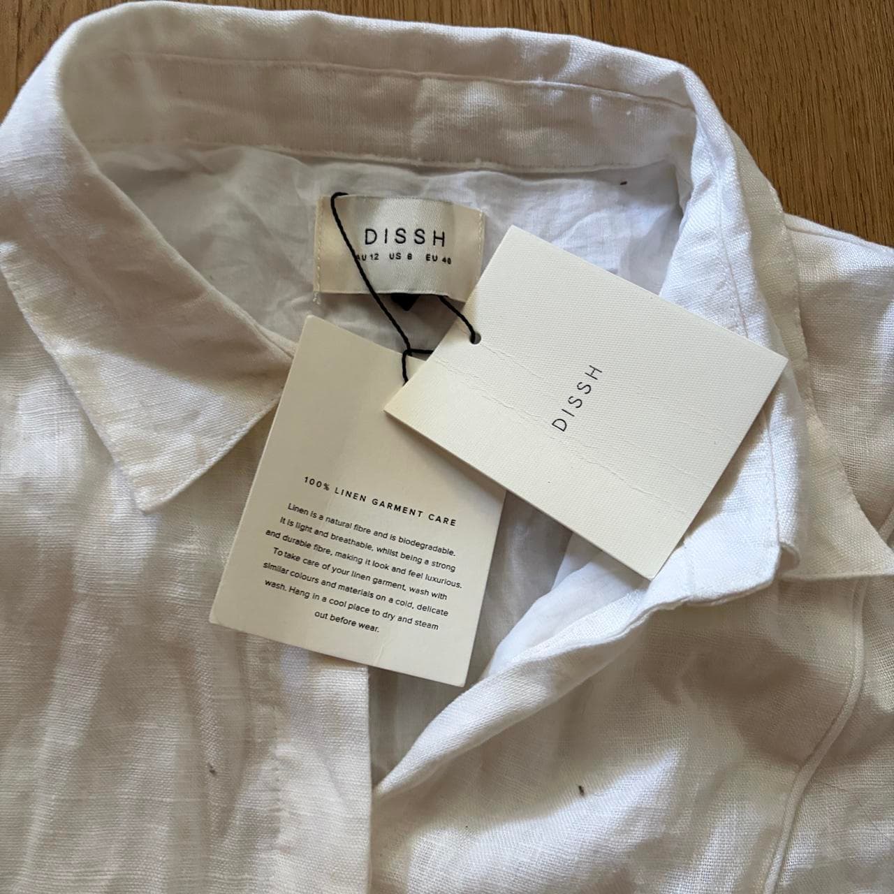 DISSH Astrid Linen Midi Shirt Dress White — photo 2 of 5