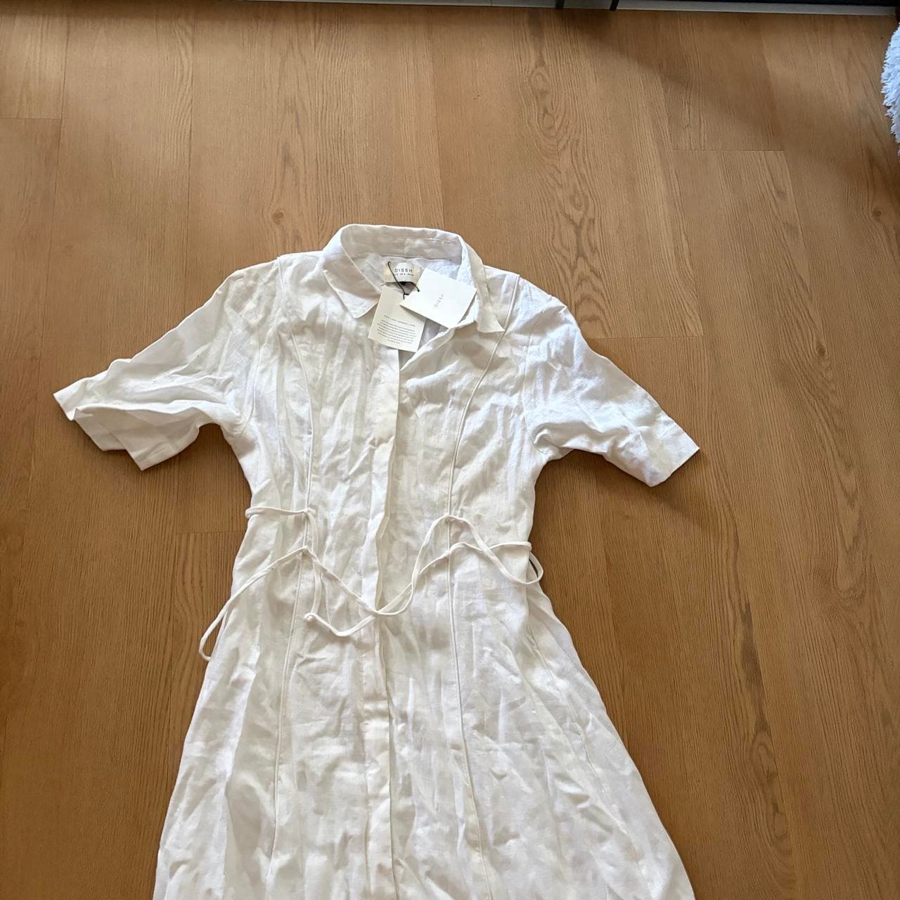 DISSH Astrid Linen Midi Shirt Dress White — photo 3 of 5