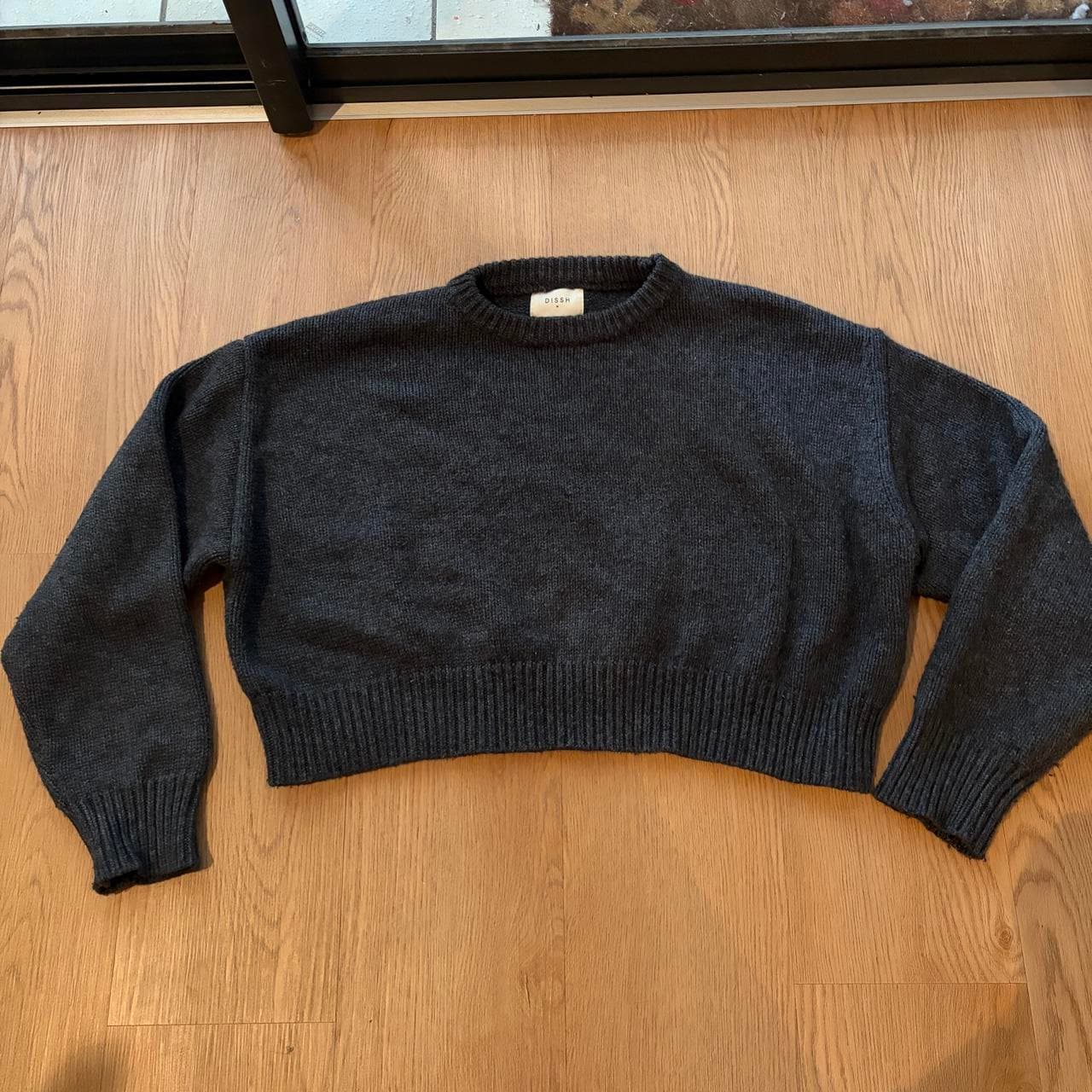 DISSH Charcoal Cropped Knit Sweater Size M — photo 1 of 6