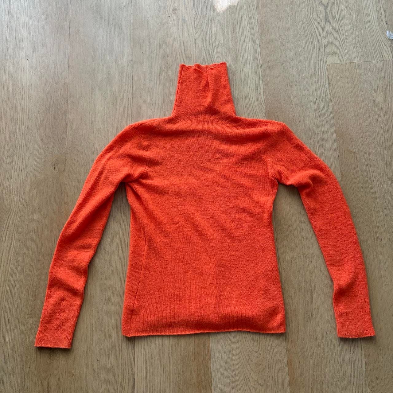 Ganni Merino Wool Open-Back Turtleneck Sweater Orange — photo 1 of 6