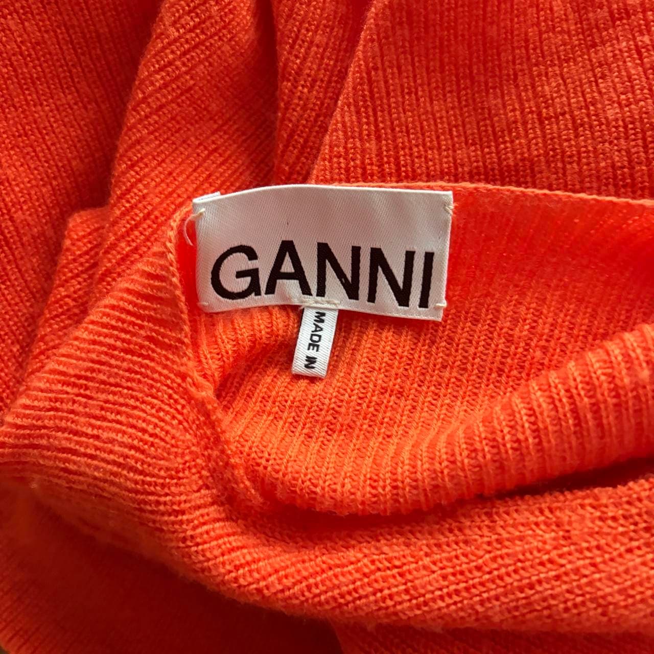Ganni Merino Wool Open-Back Turtleneck Sweater Orange — photo 3 of 6