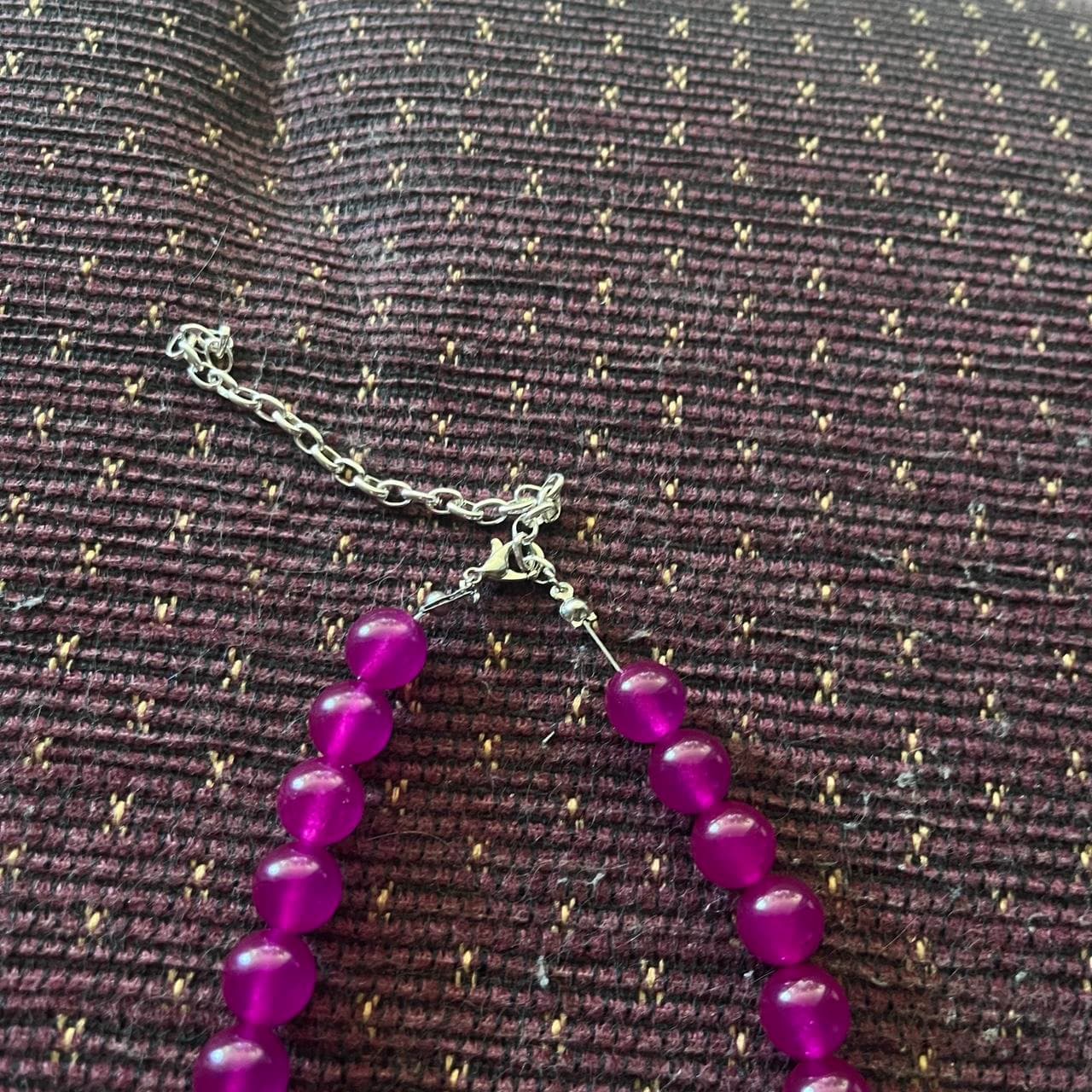 Handcrafted Dyed Malaysia Jade Beaded Flower Necklace — photo 4 of 4