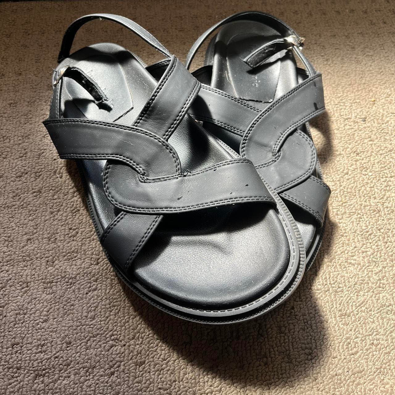 Kavenja Black Faux Leather Criss Cross Sandals — photo 2 of 3