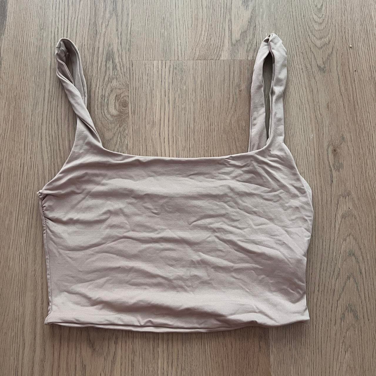 KOOKAÏ Square Neck Cropped Tank Top Beige Size 10 — photo 2 of 4