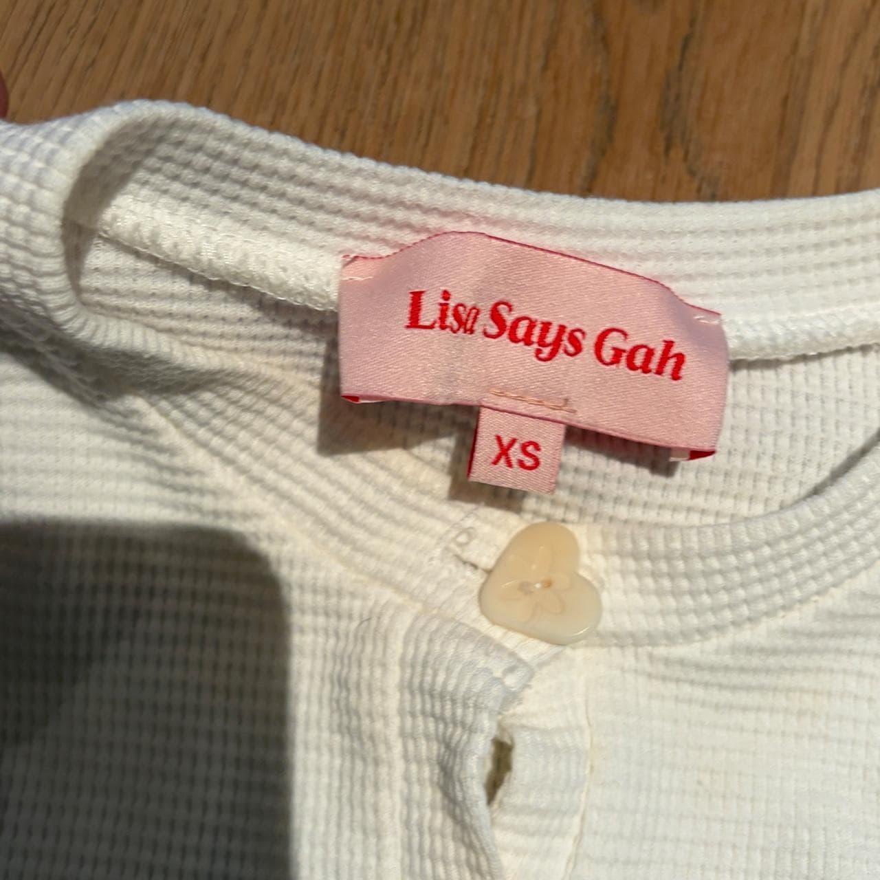 Lisa Says Gah Waffle Knit Peplum Cardigan White XS — photo 4 of 6