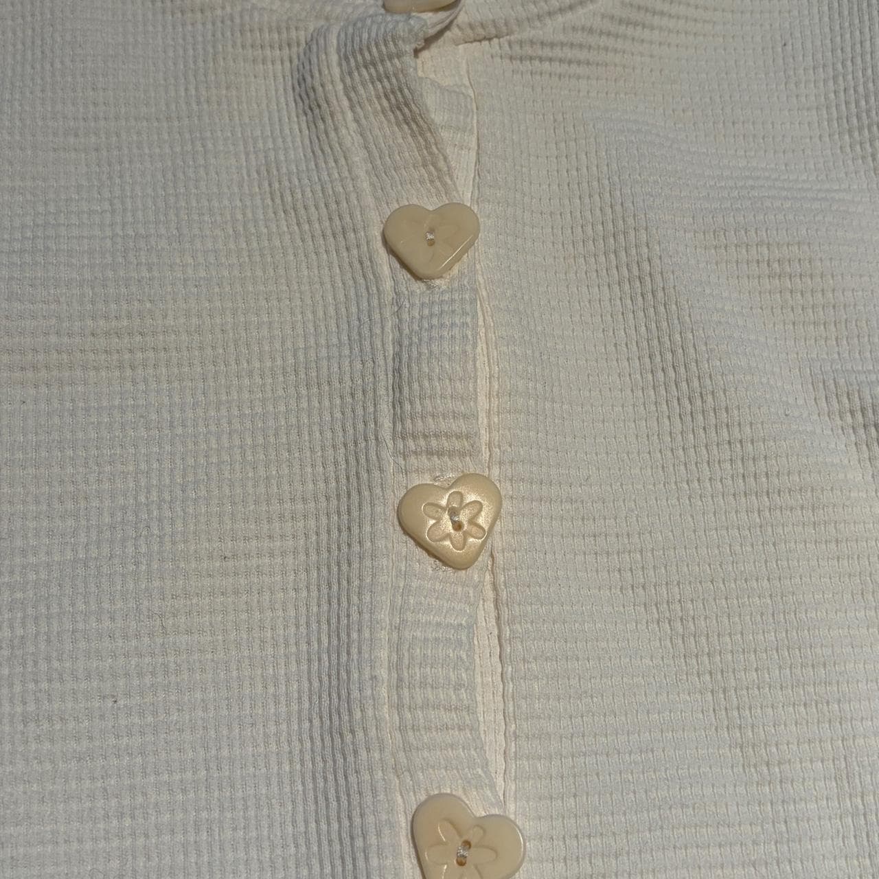Lisa Says Gah Waffle Knit Peplum Cardigan White XS — photo 5 of 6