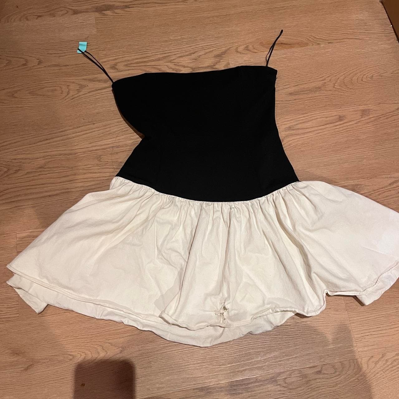 NAORI Strapless Drop-Waist Mini Dress Black White Size L — photo 1 of 5