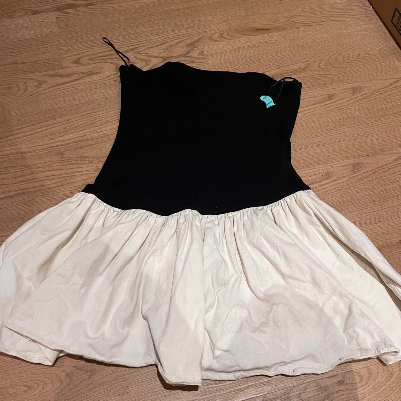 NAORI Strapless Drop-Waist Mini Dress Black White Size L — photo 3 of 5