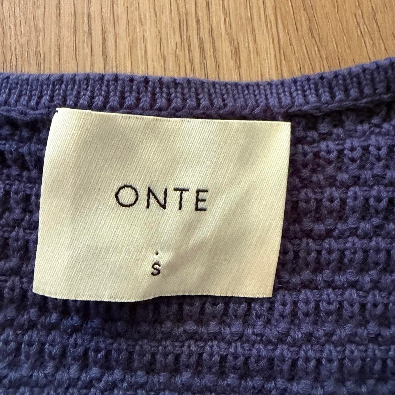Onte Navy Blue Textured Knit Jacket With Gold Buttons — photo 3 of 4