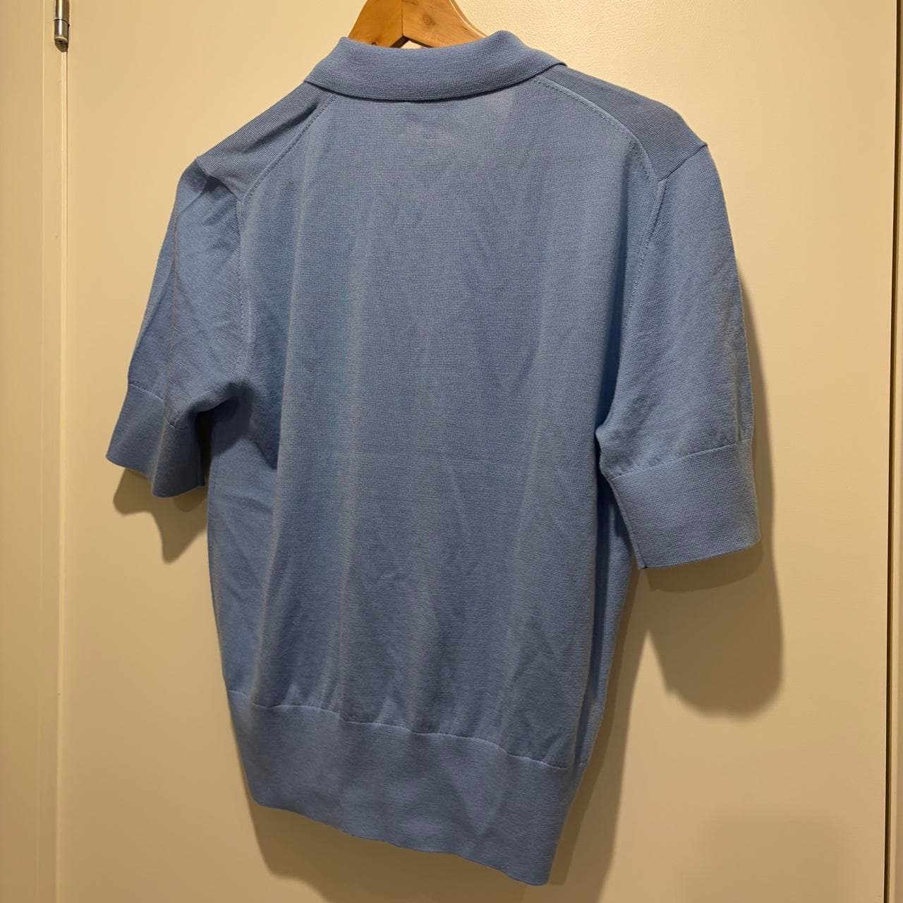 Oroton Merino Wool & Silk Knit Polo Shirt Light Blue Size M — photo 5 of 5
