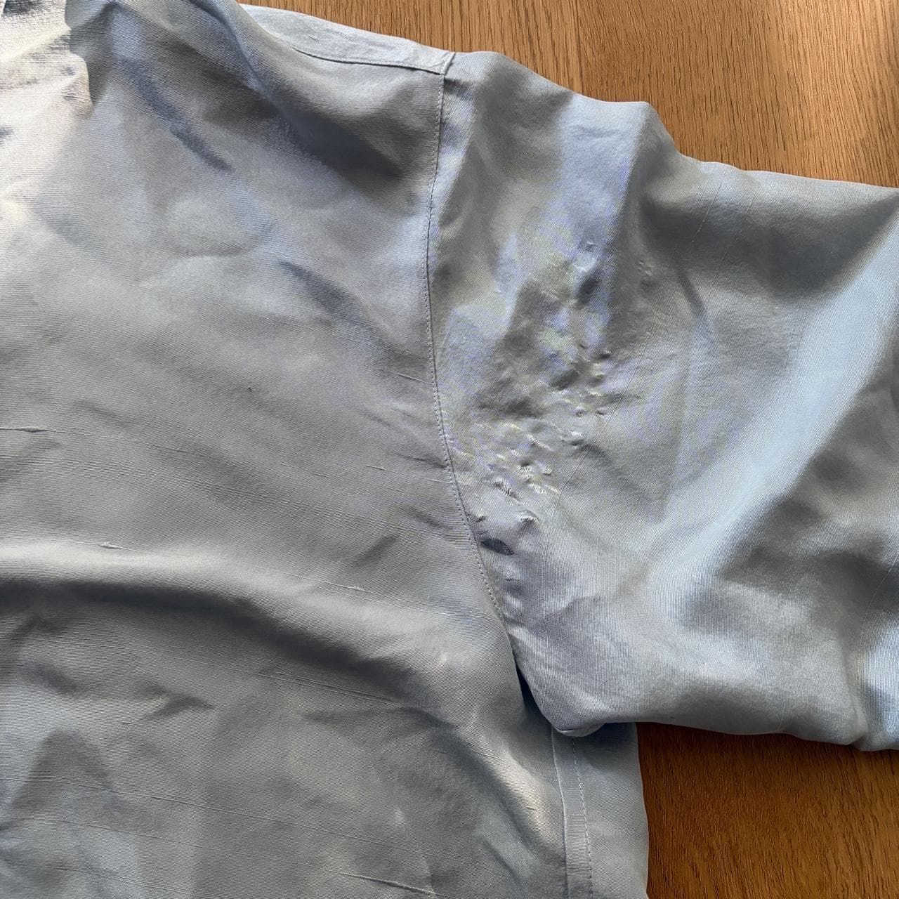 Oroton Silk Button-Up Shirt Light Blue Size 12 — photo 5 of 8