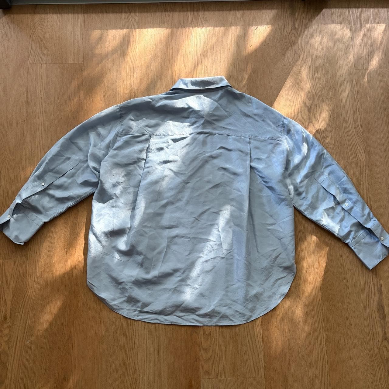 Oroton Silk Button-Up Shirt Light Blue Size 12 — photo 6 of 8
