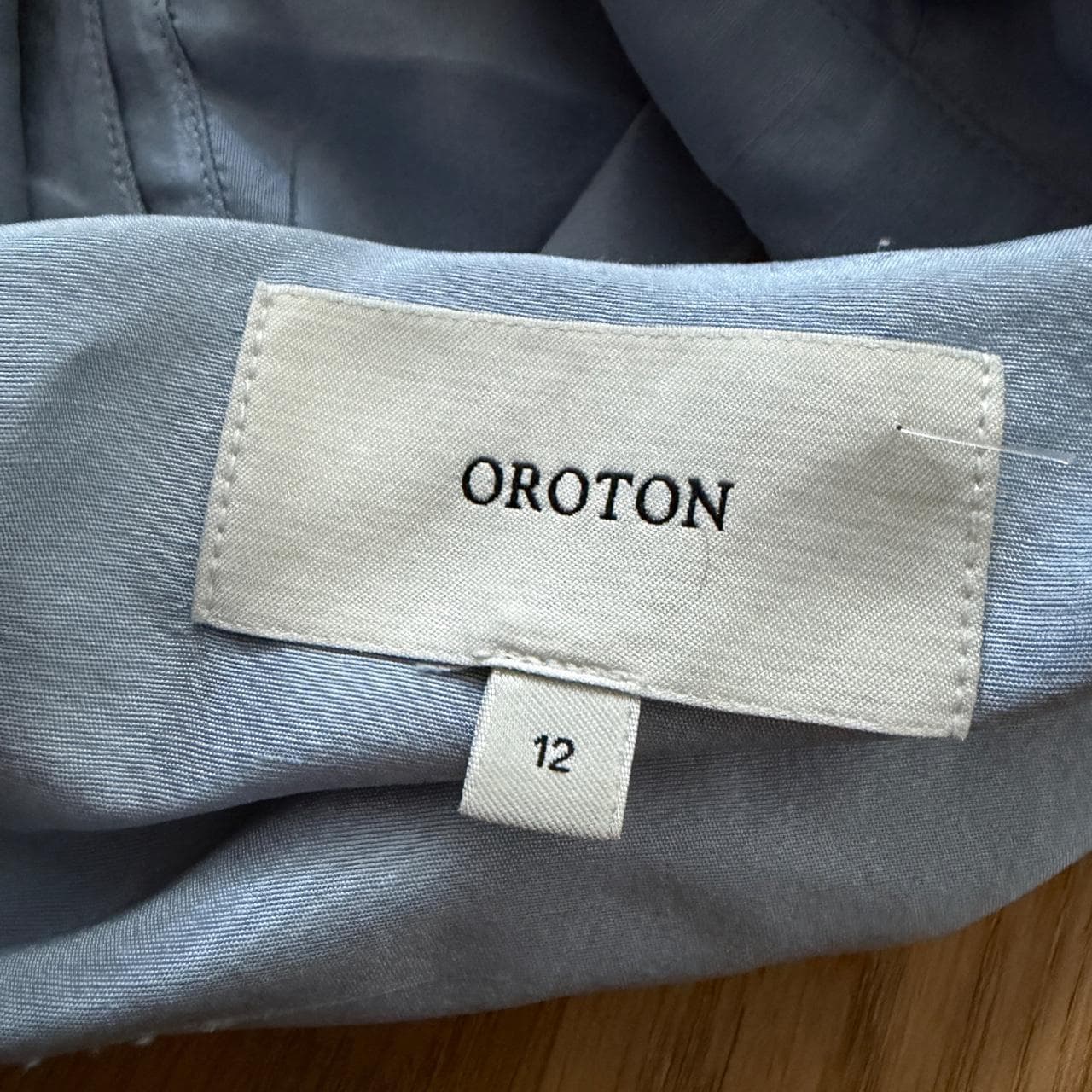 Oroton Silk Button-Up Shirt Light Blue Size 12 — photo 7 of 8