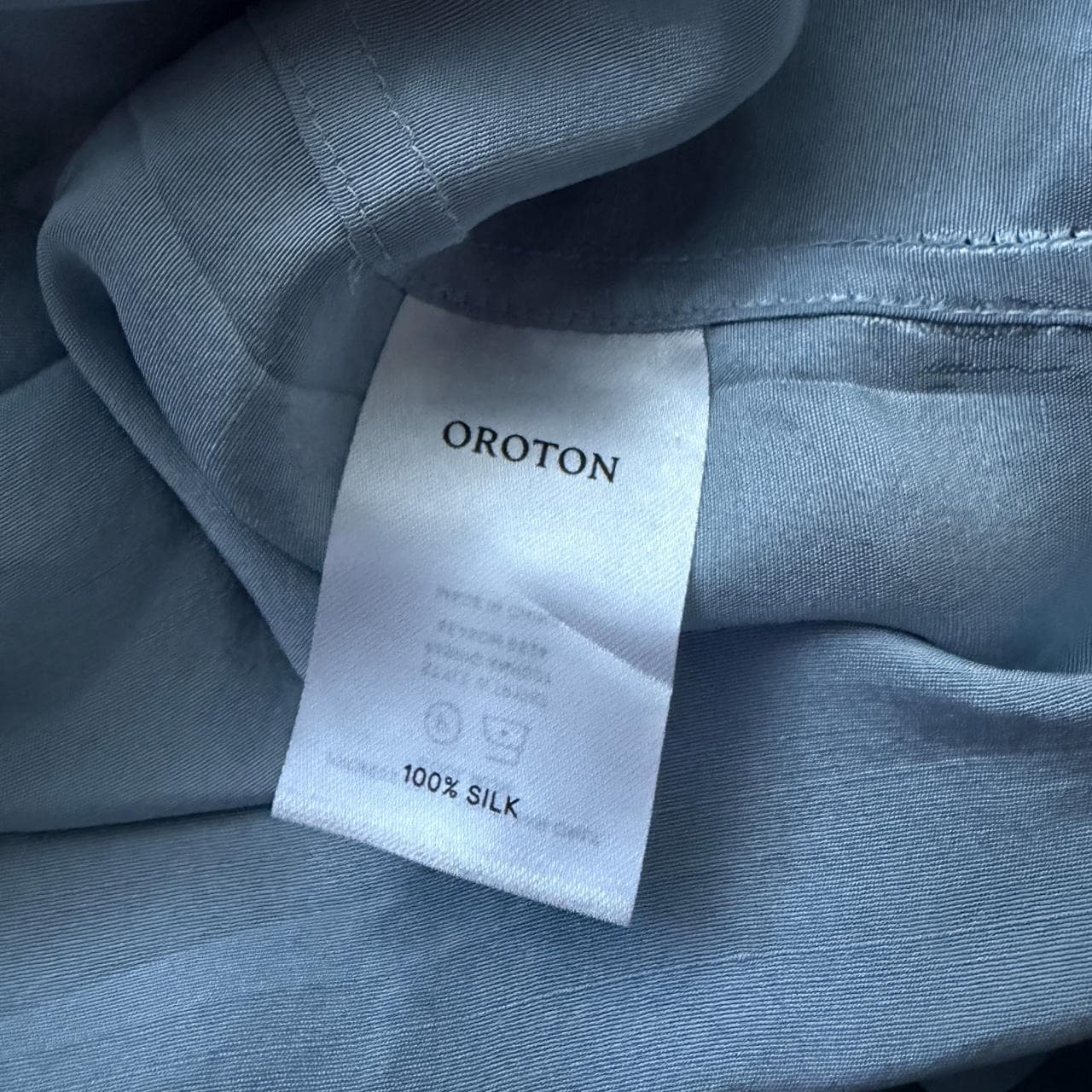 Oroton Silk Button-Up Shirt Light Blue Size 12 — photo 8 of 8