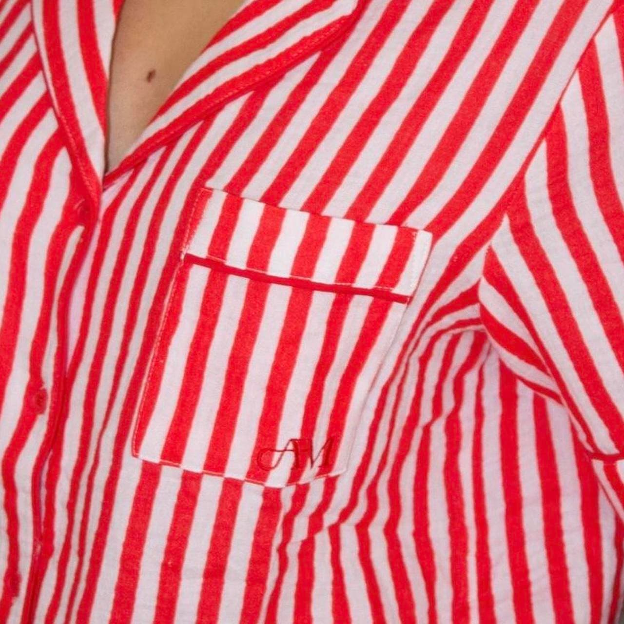 Red And White Striped Short Sleeve Pajama Set — photo 3 of 5