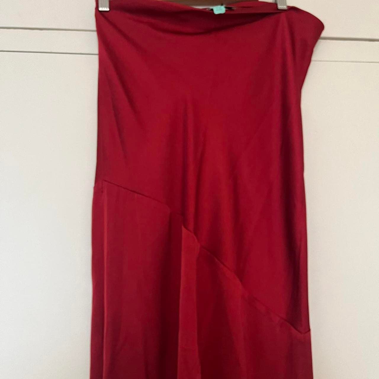 Red Satin Halter Crop Top and Maxi Skirt Two-Piece Set — photo 4 of 8
