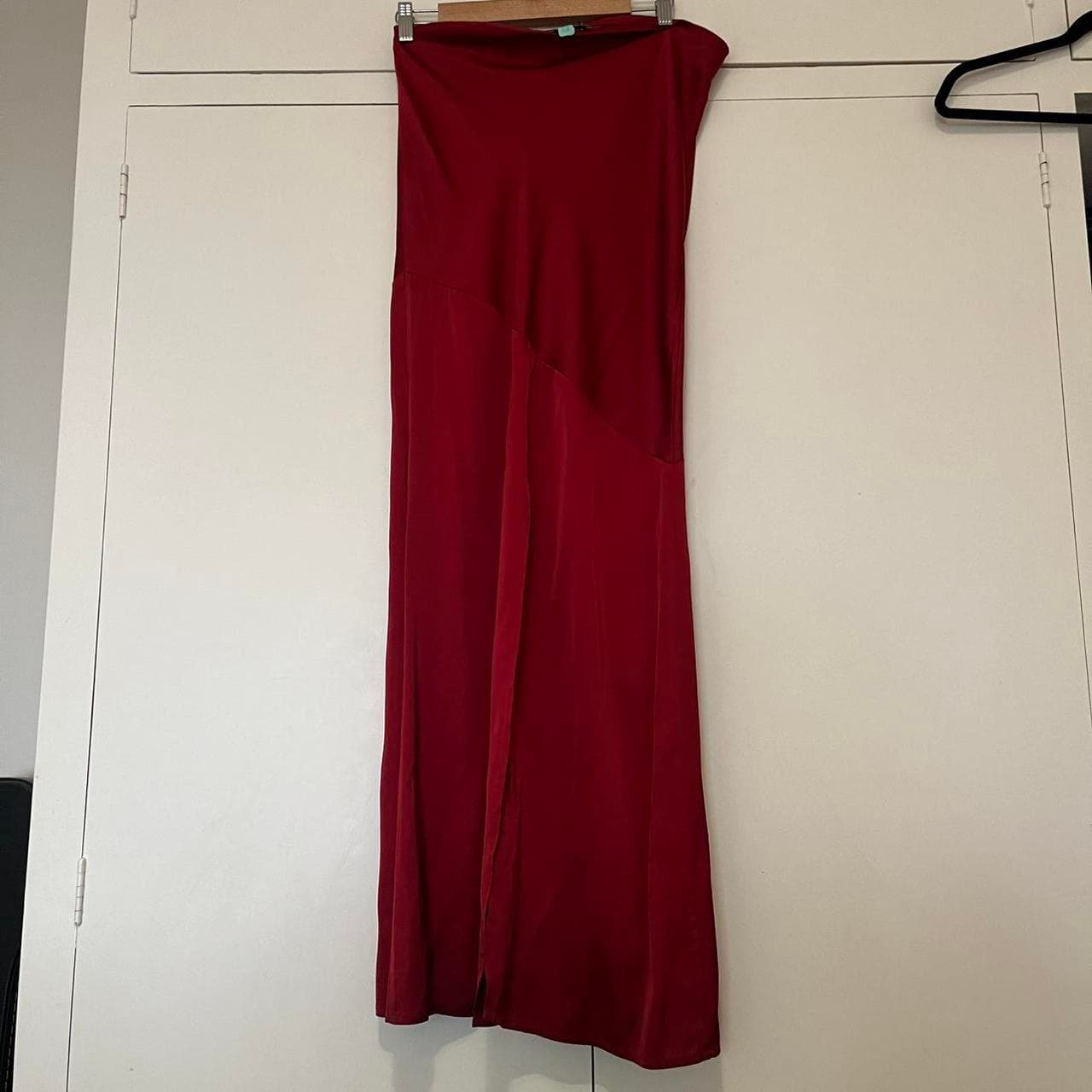 Red Satin Halter Crop Top and Maxi Skirt Two-Piece Set — photo 5 of 8