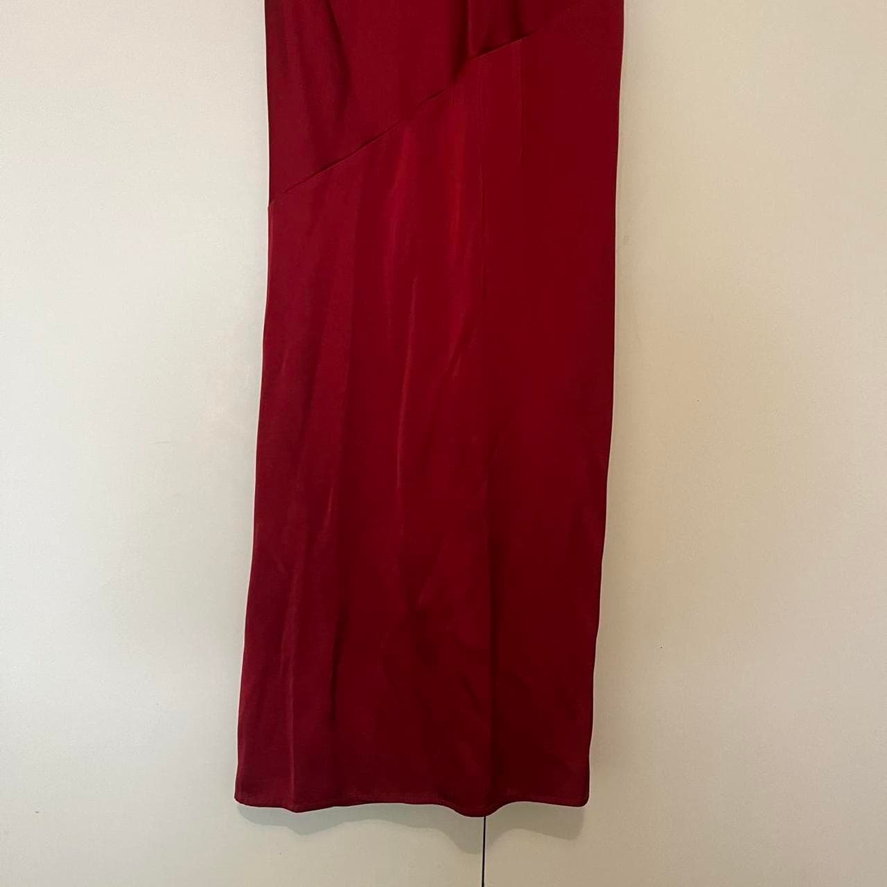 Red Satin Halter Crop Top and Maxi Skirt Two-Piece Set — photo 7 of 8