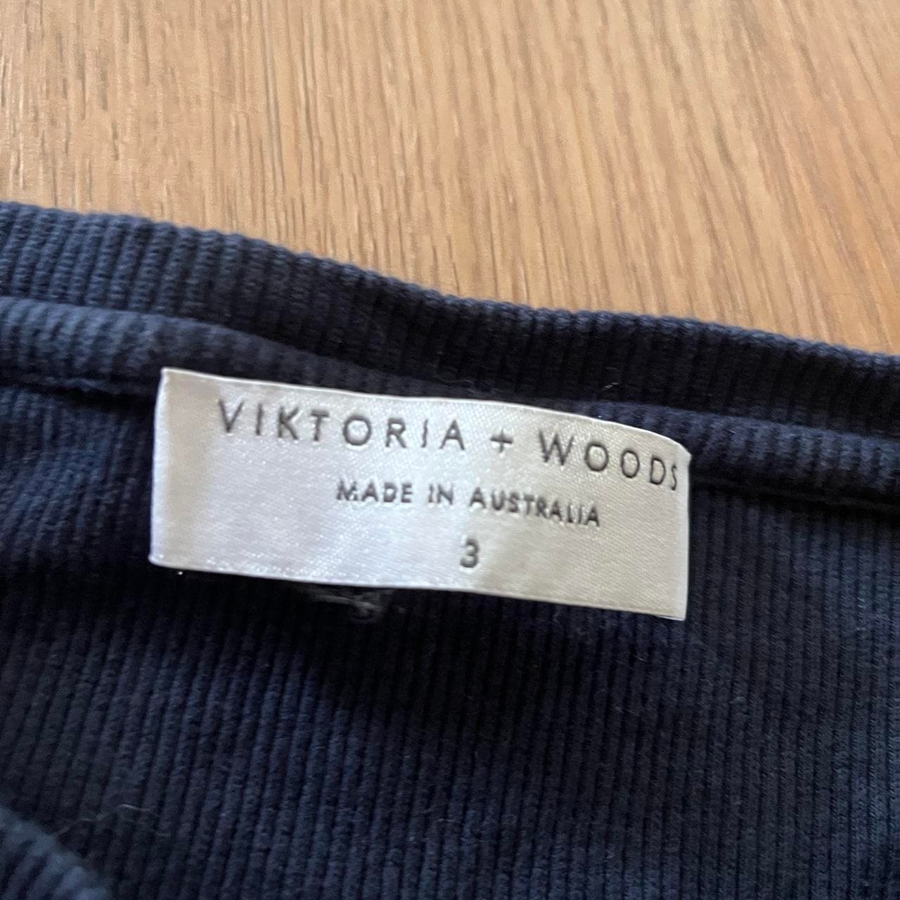 VIKTORIA + WOODS Ribbed Long Sleeve Top Navy — photo 2 of 4
