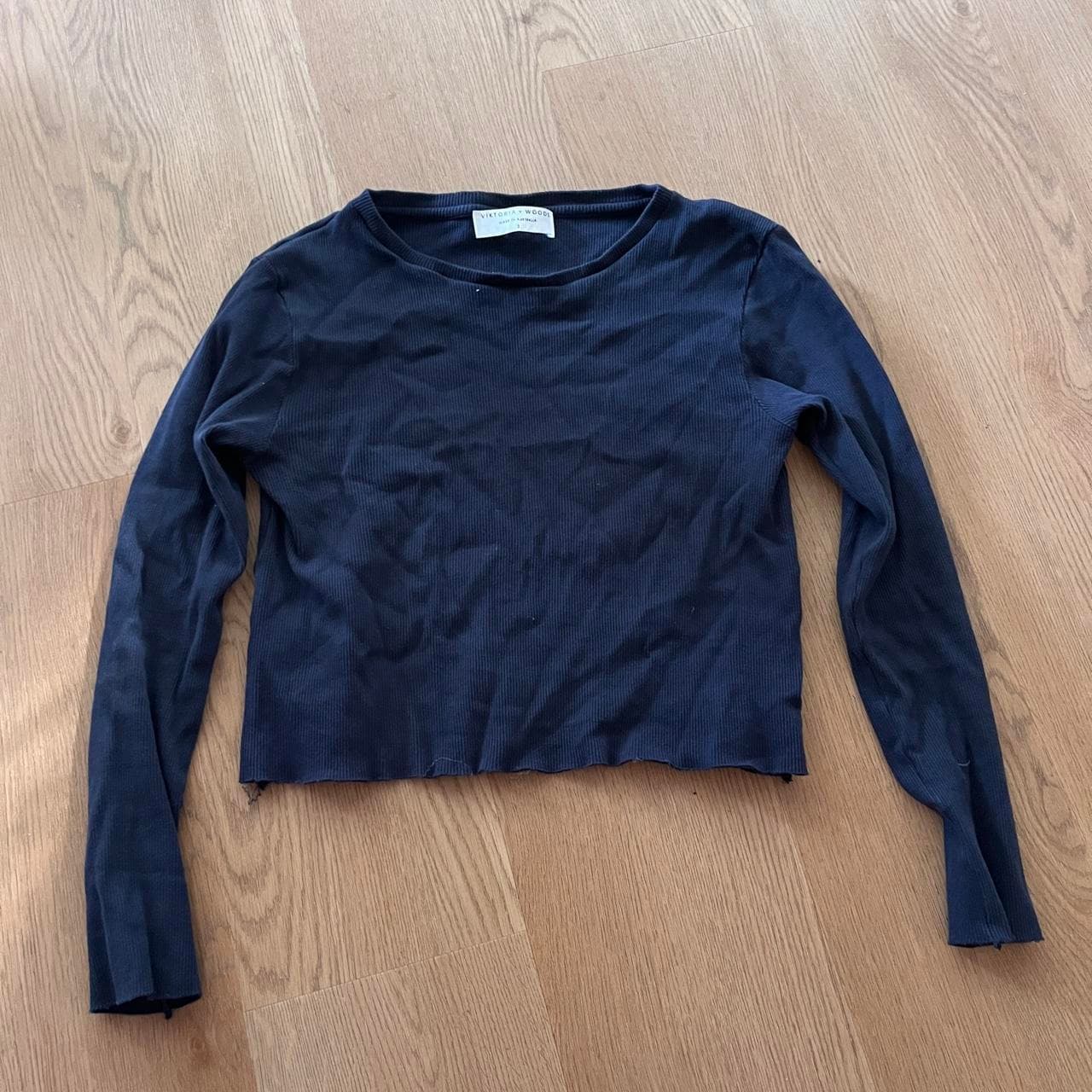 VIKTORIA + WOODS Ribbed Long Sleeve Top Navy — photo 3 of 4