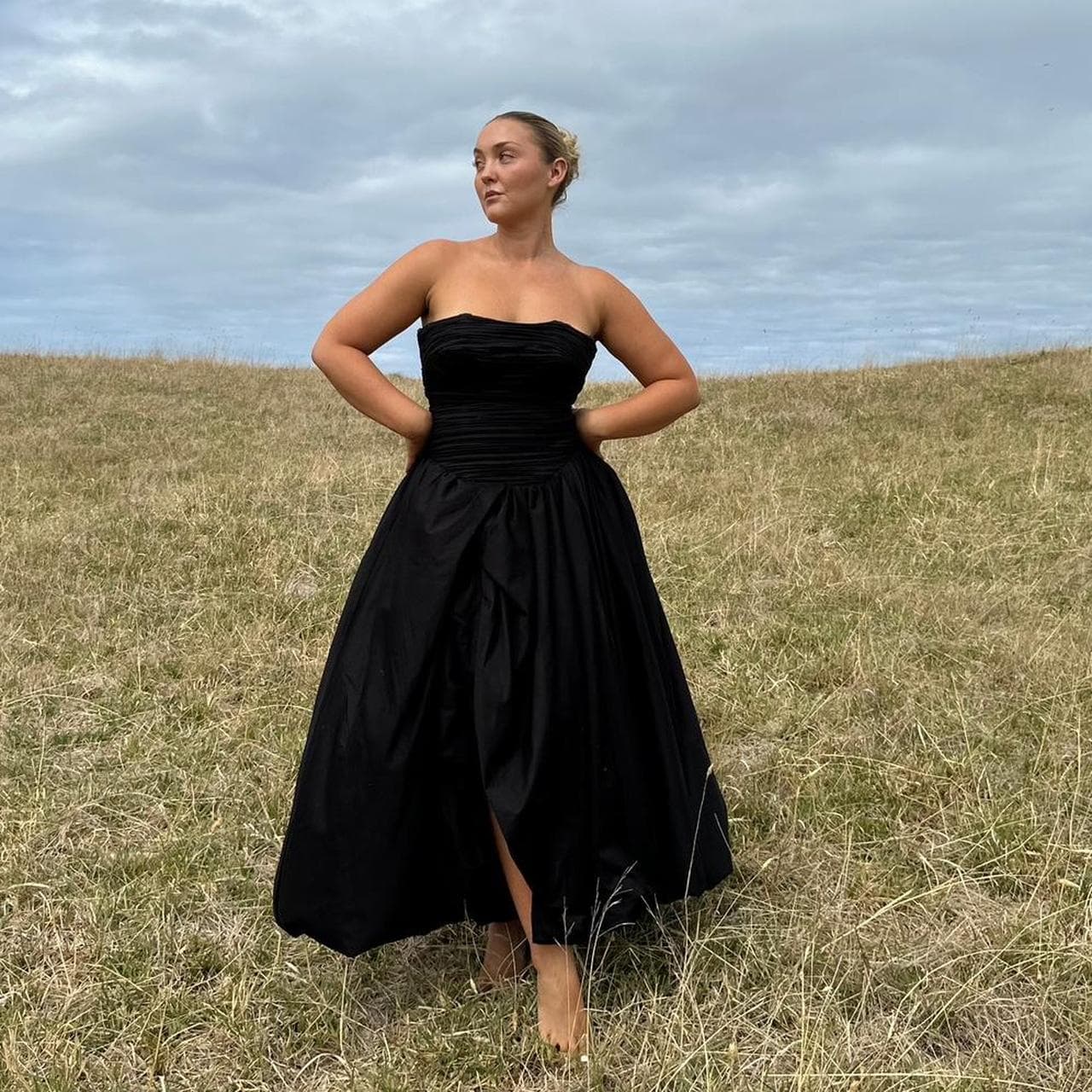 Violette Bubble Hem Maxi Dress Black — photo 2 of 5