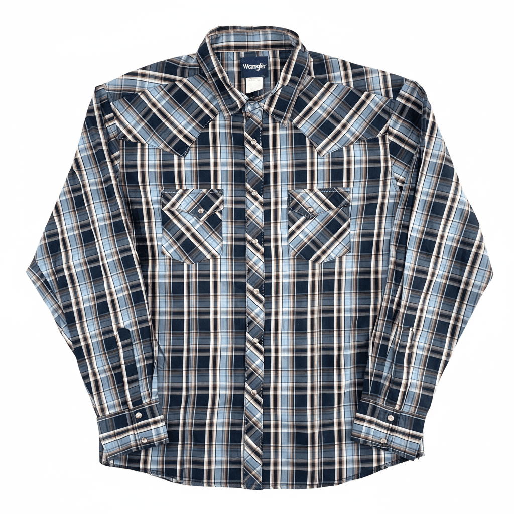 Wrangler Men's XXL Plaid Western Snap Button Long Sleeve Shirt MVG256M