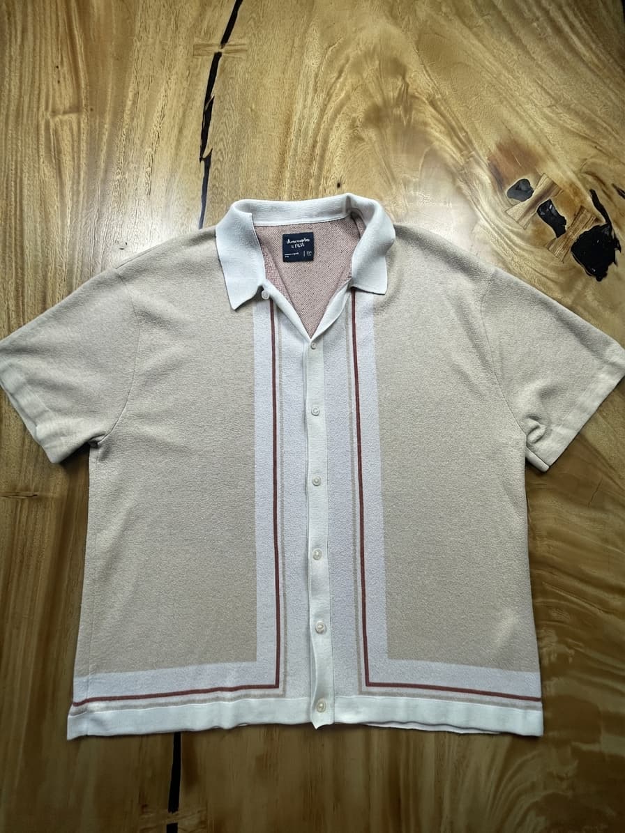 Abercrombie & Fitch Textured Knit Polo Shirt Beige Men's XXL — photo 1 of 10