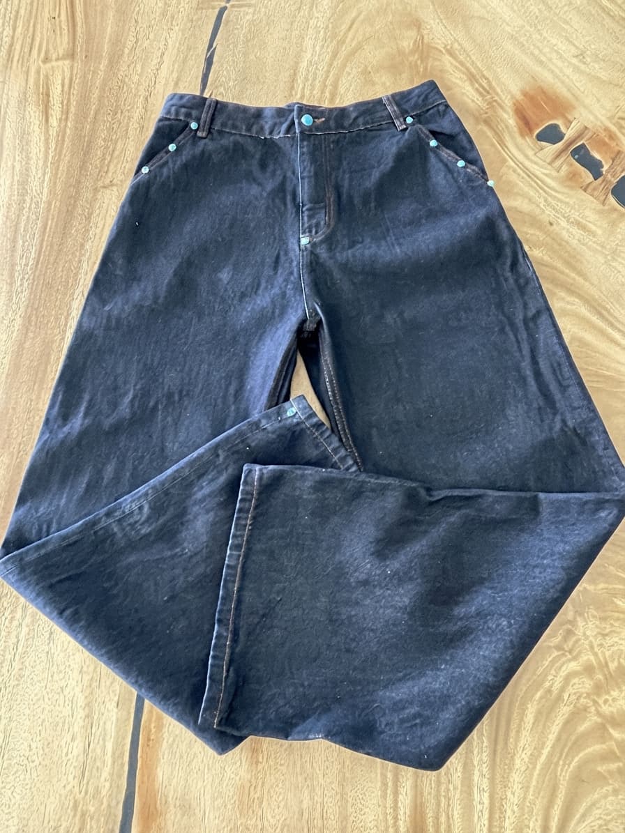ANTIDOTEWORLDWIDE Denim Jeans Turquoise Studded Black Unisex M — photo 1 of 13