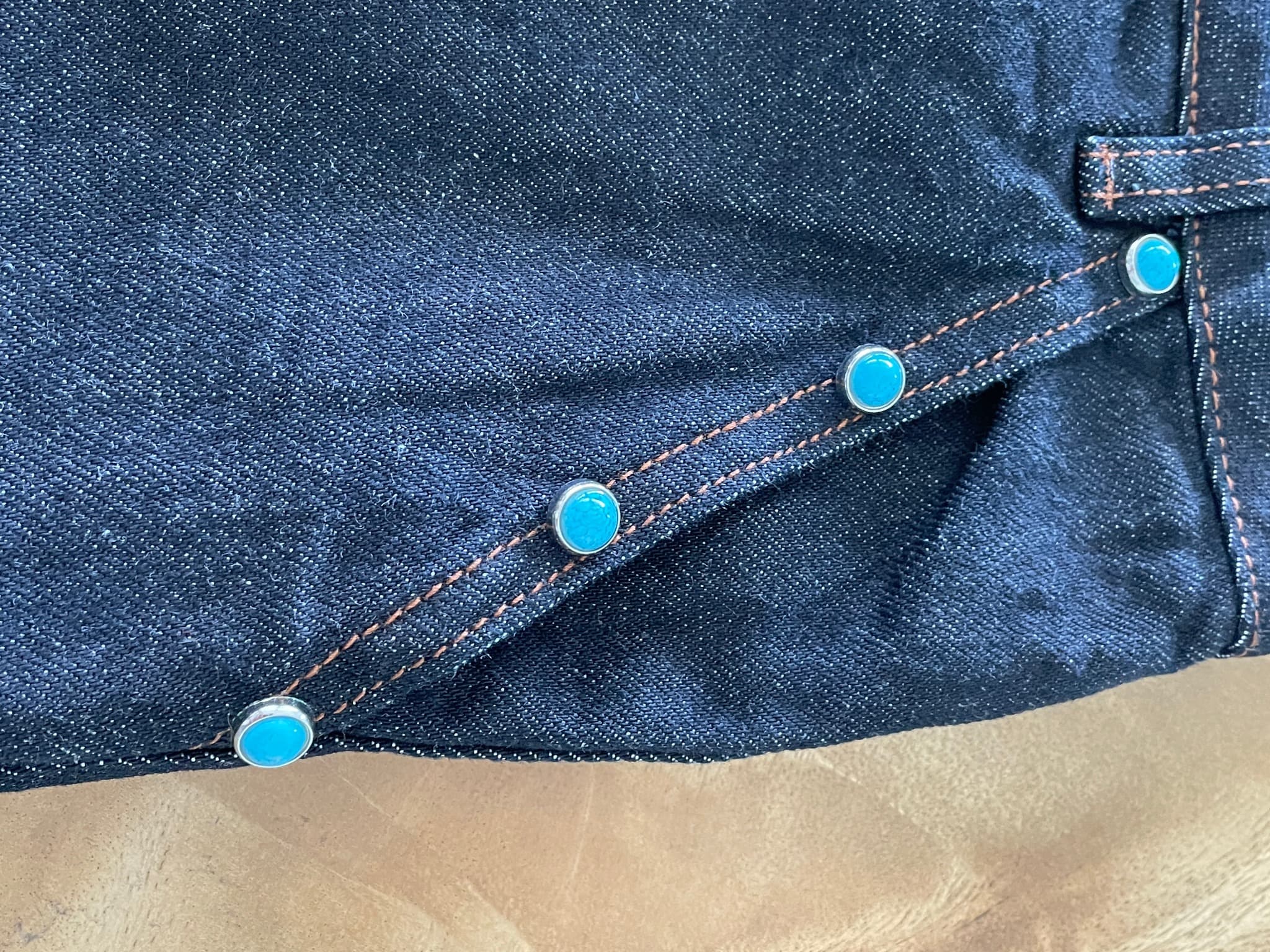 ANTIDOTEWORLDWIDE Denim Jeans Turquoise Studded Black Unisex M — photo 5 of 13