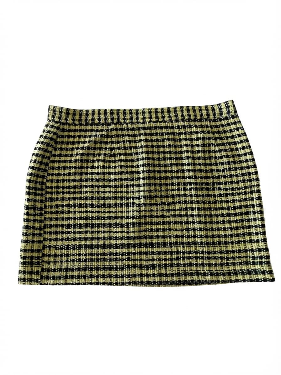 ASOS Black & Neon Yellow Tweed Mini Skirt Size 22 — photo 1 of 6