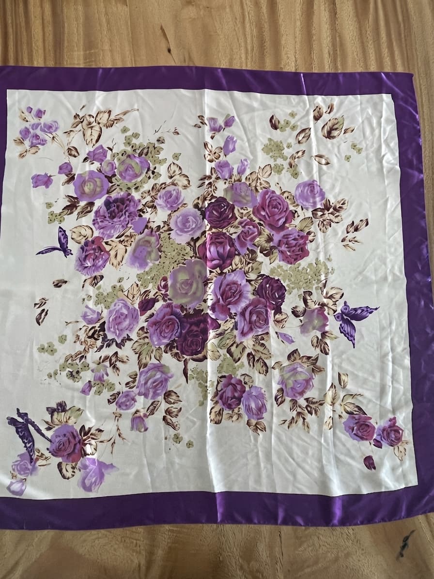 Astur The Label Square Scarf Floral Butterfly Print Purple One Size — photo 1 of 6