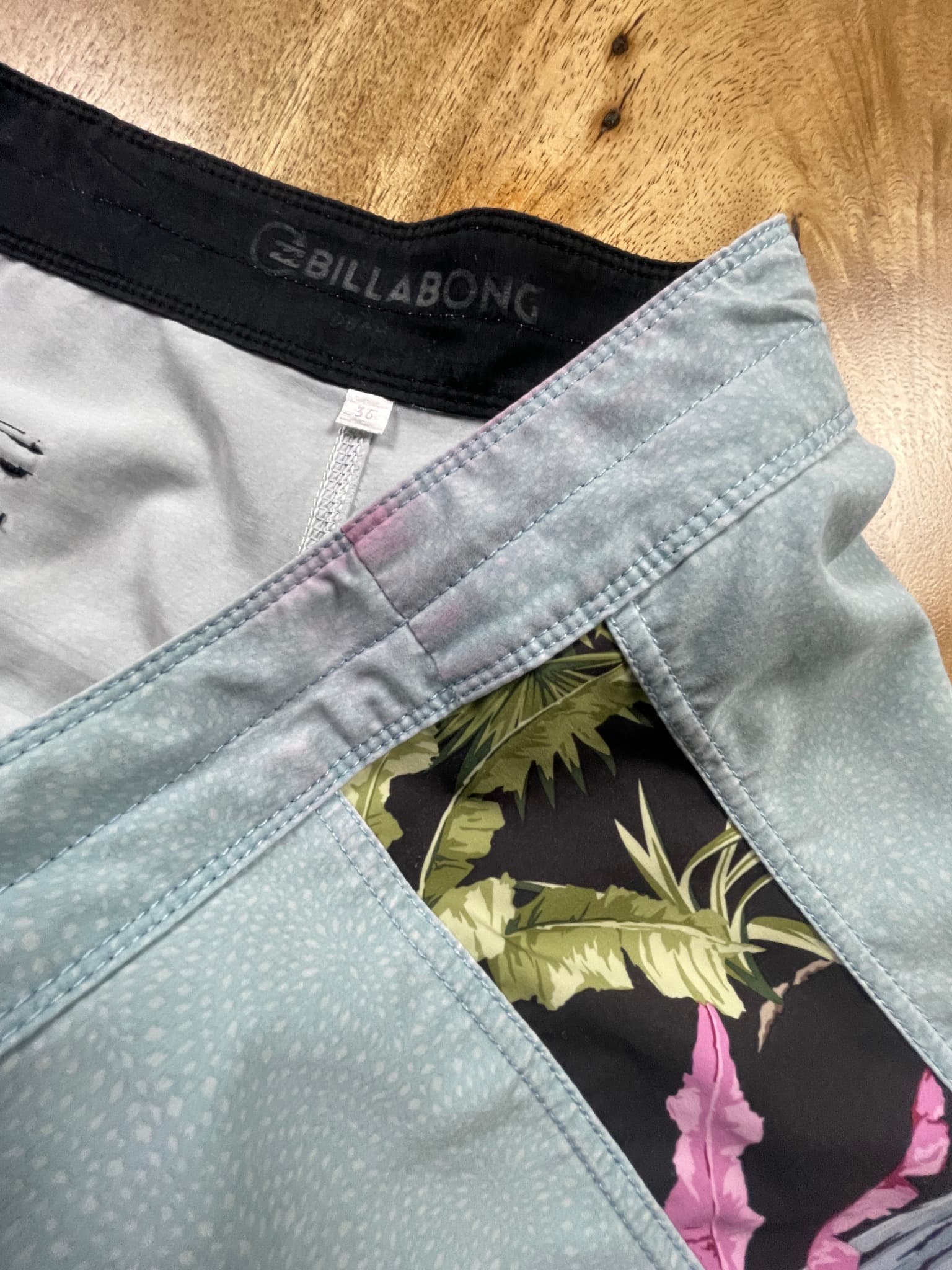 Billabong Boardshorts Floral Print Light Blue Men's 36 — photo 5 of 11