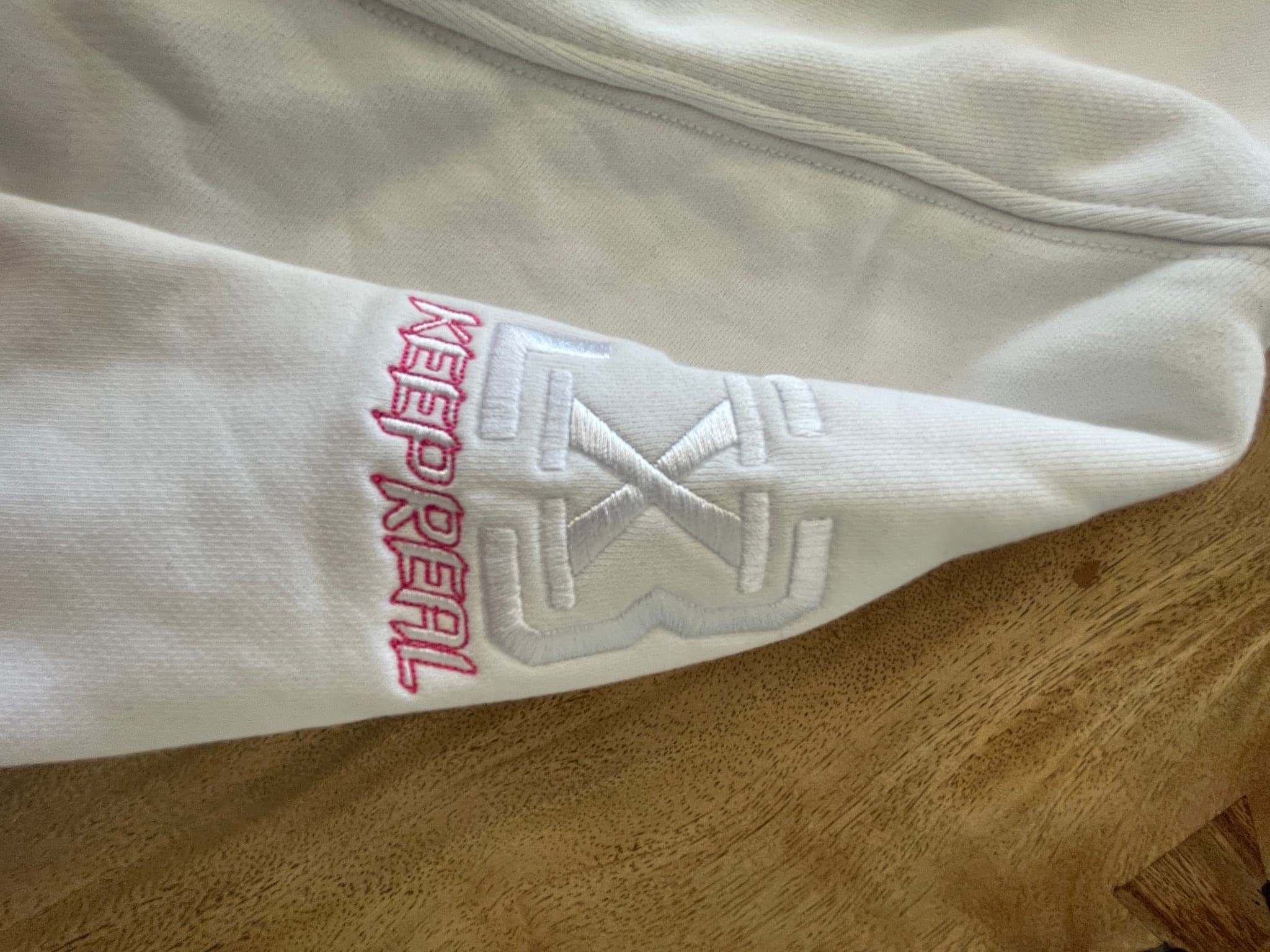 Bossini.X Pullover Hoodie Keep Real Embroidery White Unisex S — photo 4 of 12